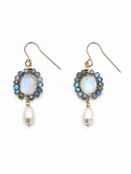 Venus and Vulcan Jewelry - Selena Moonstone Pearl Earrings